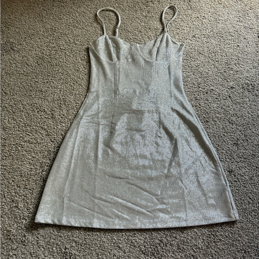 H&M Shimmering Silver Mini Dress